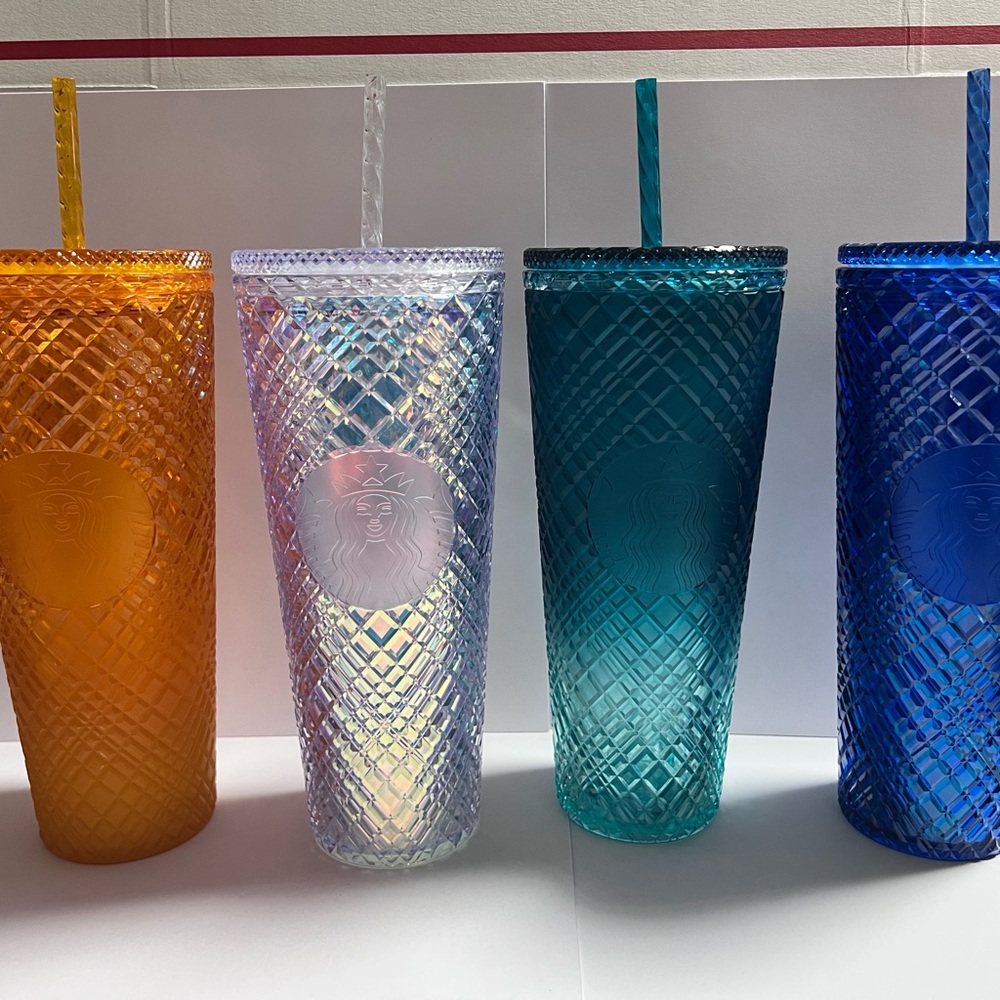 Starbucks NWT Colorful Textured Tumblers with Straws